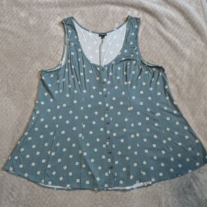 Torrid Teal Sleeveless Top with Square Pattern